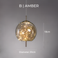 Suspension design moderne verre fumé et LED dorées
