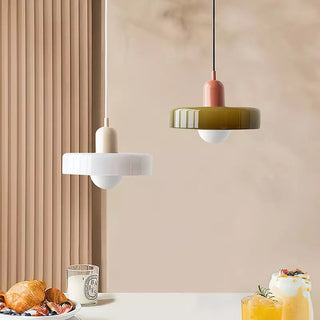 Suspension design moderne bicolore en verre coloré