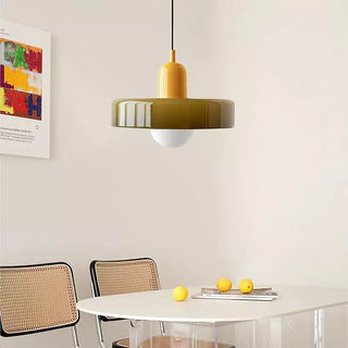 Suspension design moderne bicolore en verre coloré