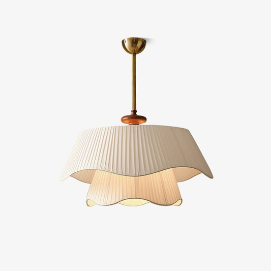 Suspension vintage dorée plissée en métal et tissu
