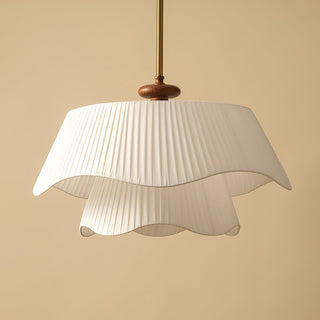 Suspension vintage dorée plissée en métal et tissu