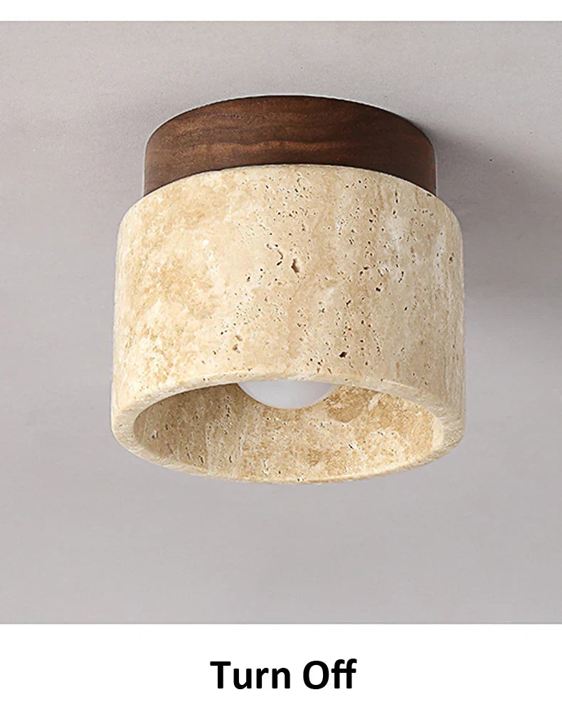 Suspension japonaise cylindrique en céramique et bois
