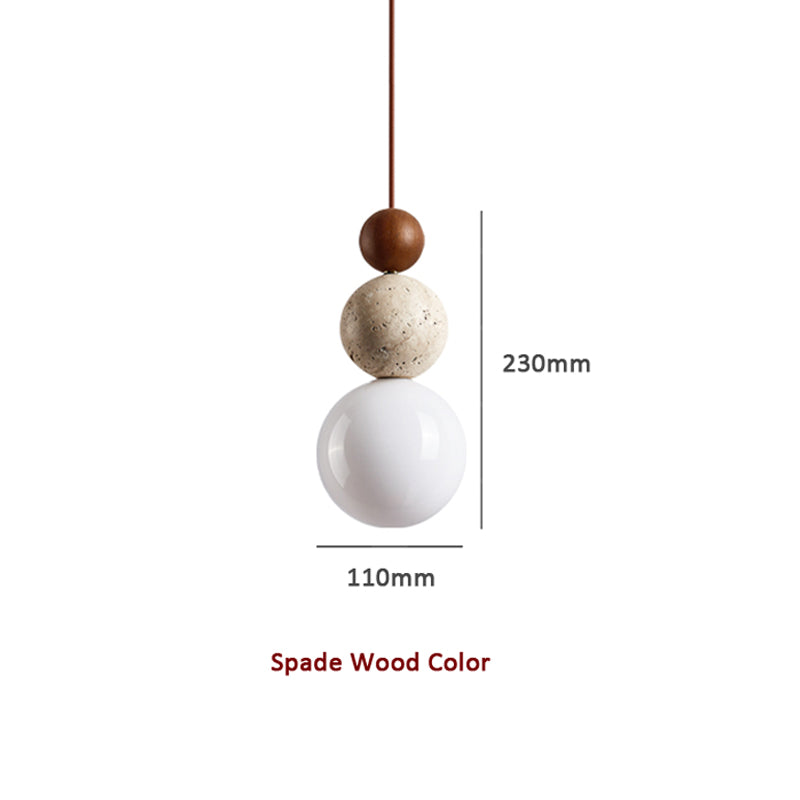 Suspension moderne travertin et bois design naturel