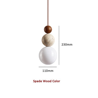 Suspension moderne travertin et bois design naturel
