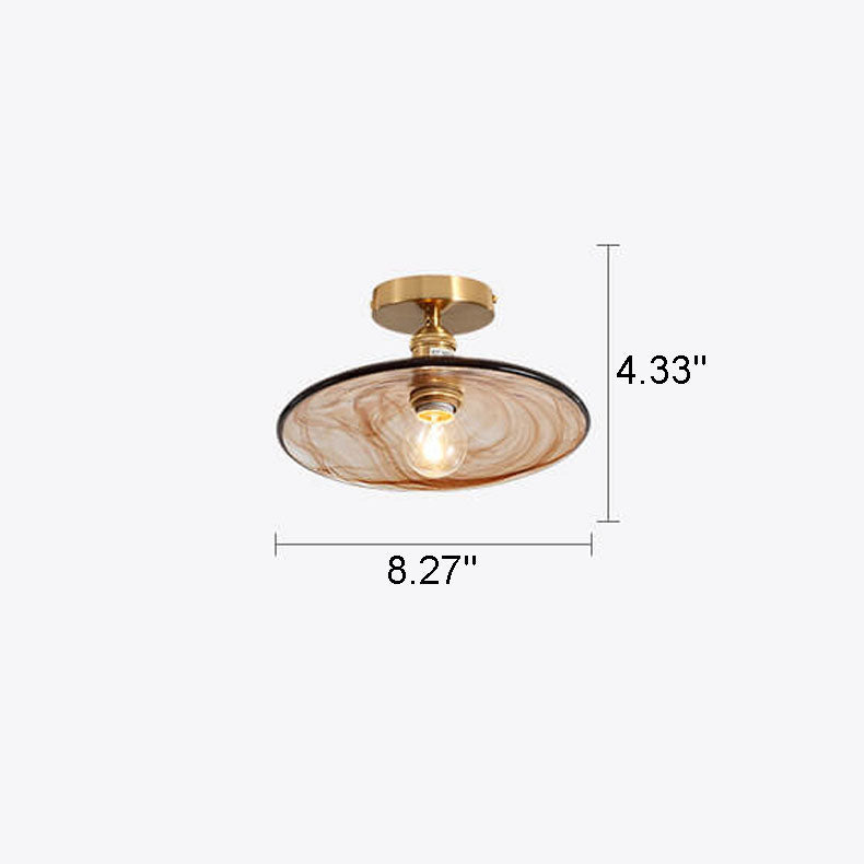 Suspension japonaise verre ambré et métal doré design