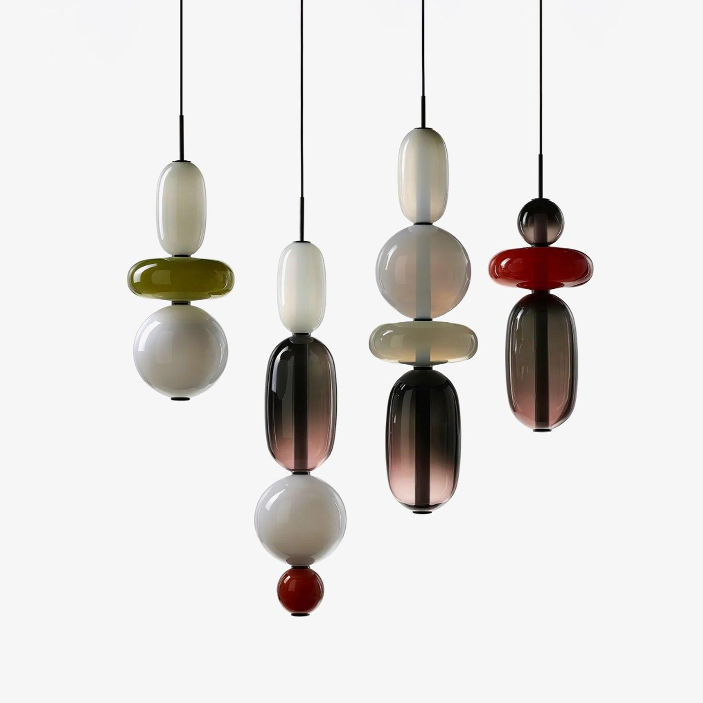 Suspension design en verre coloré modulable LED