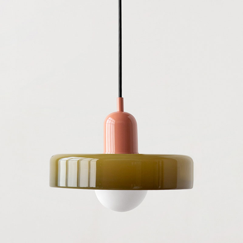 Suspension design moderne bicolore en verre coloré
