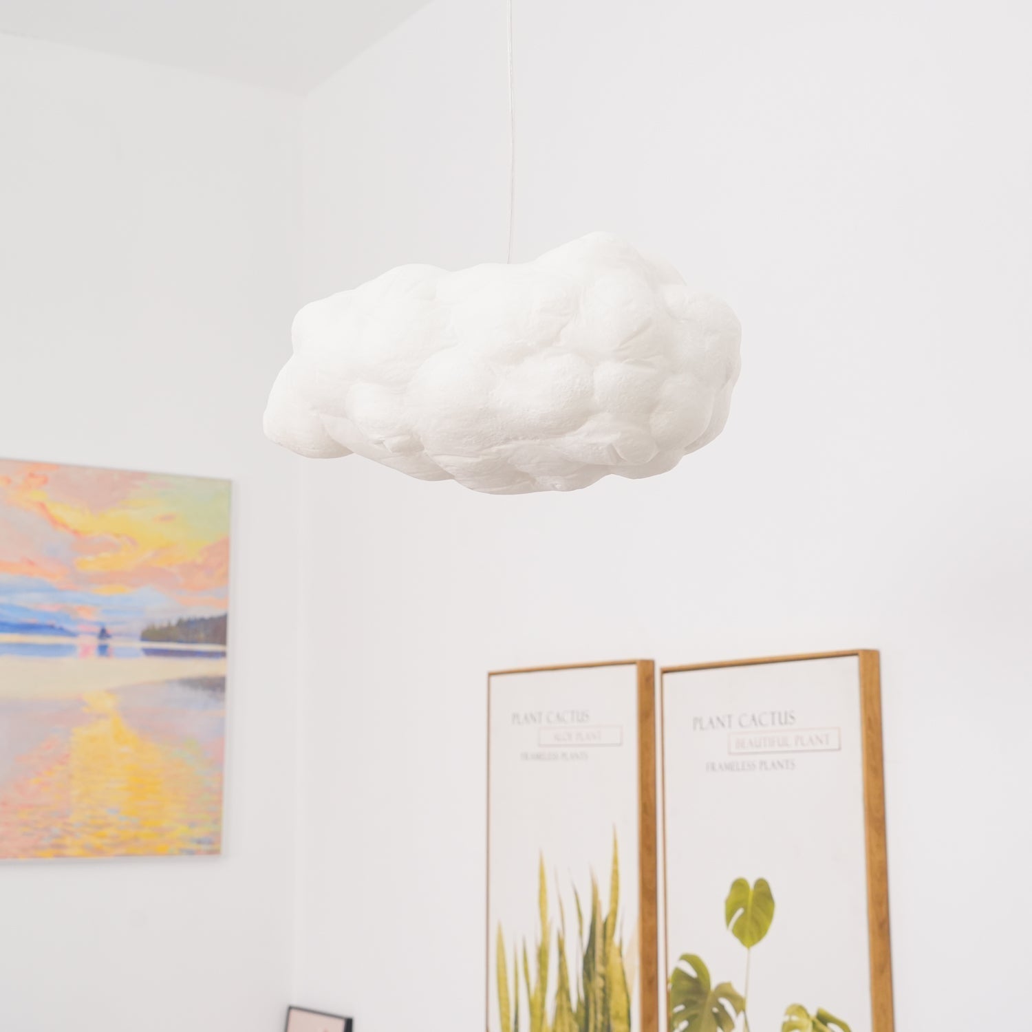 Suspension design nuage lumineux en fibre moderne