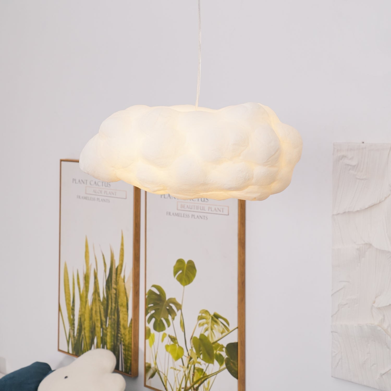 Suspension design nuage lumineux en fibre moderne