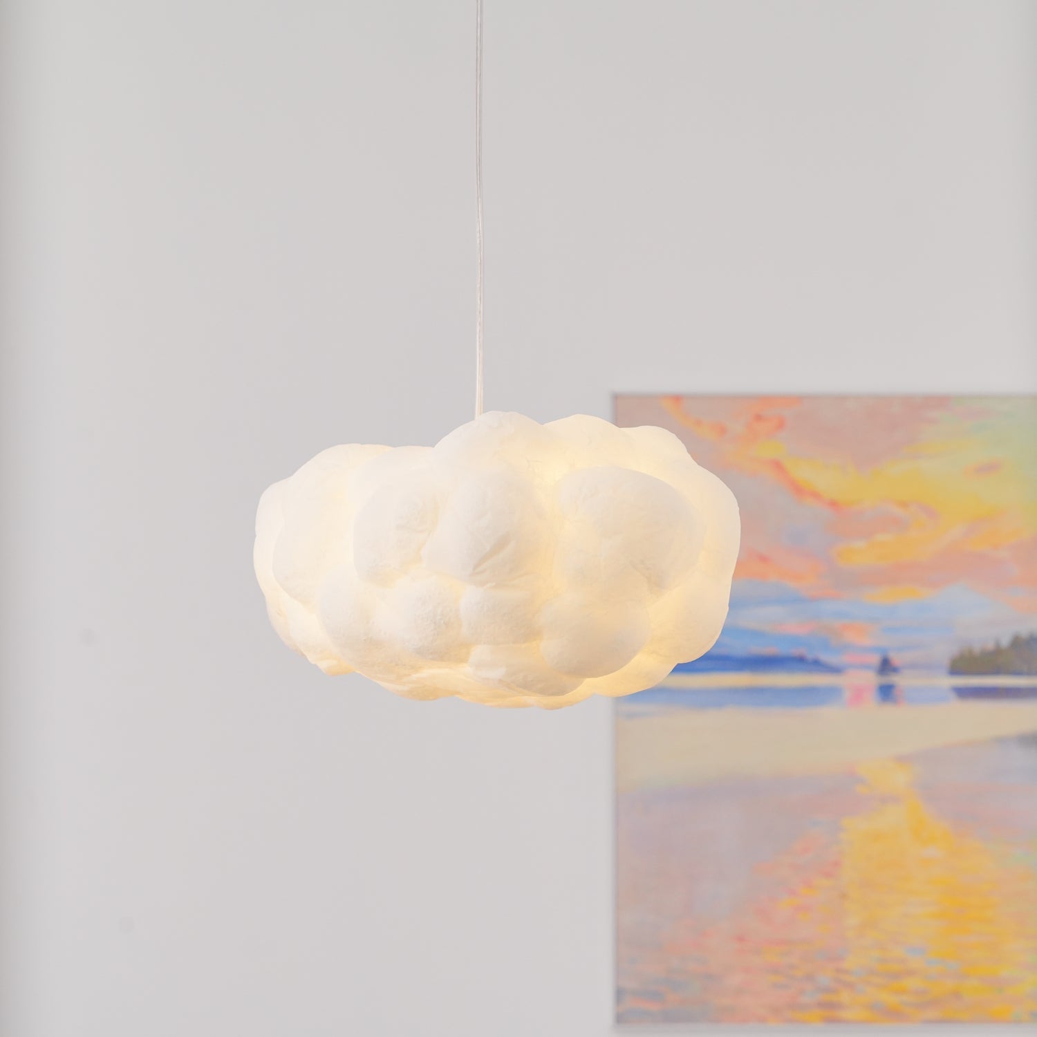 Suspension design nuage lumineux en fibre moderne