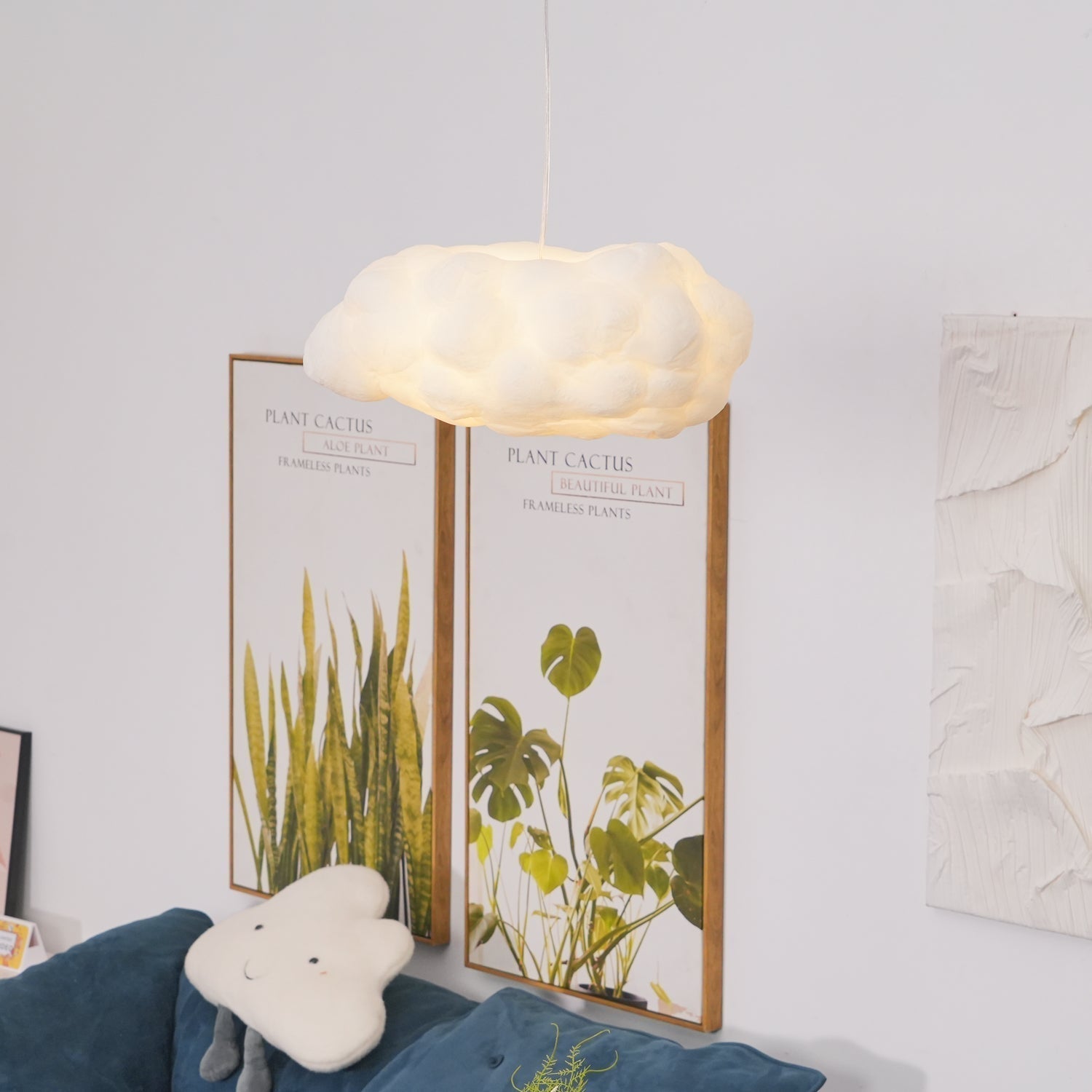 Suspension design nuage lumineux en fibre moderne