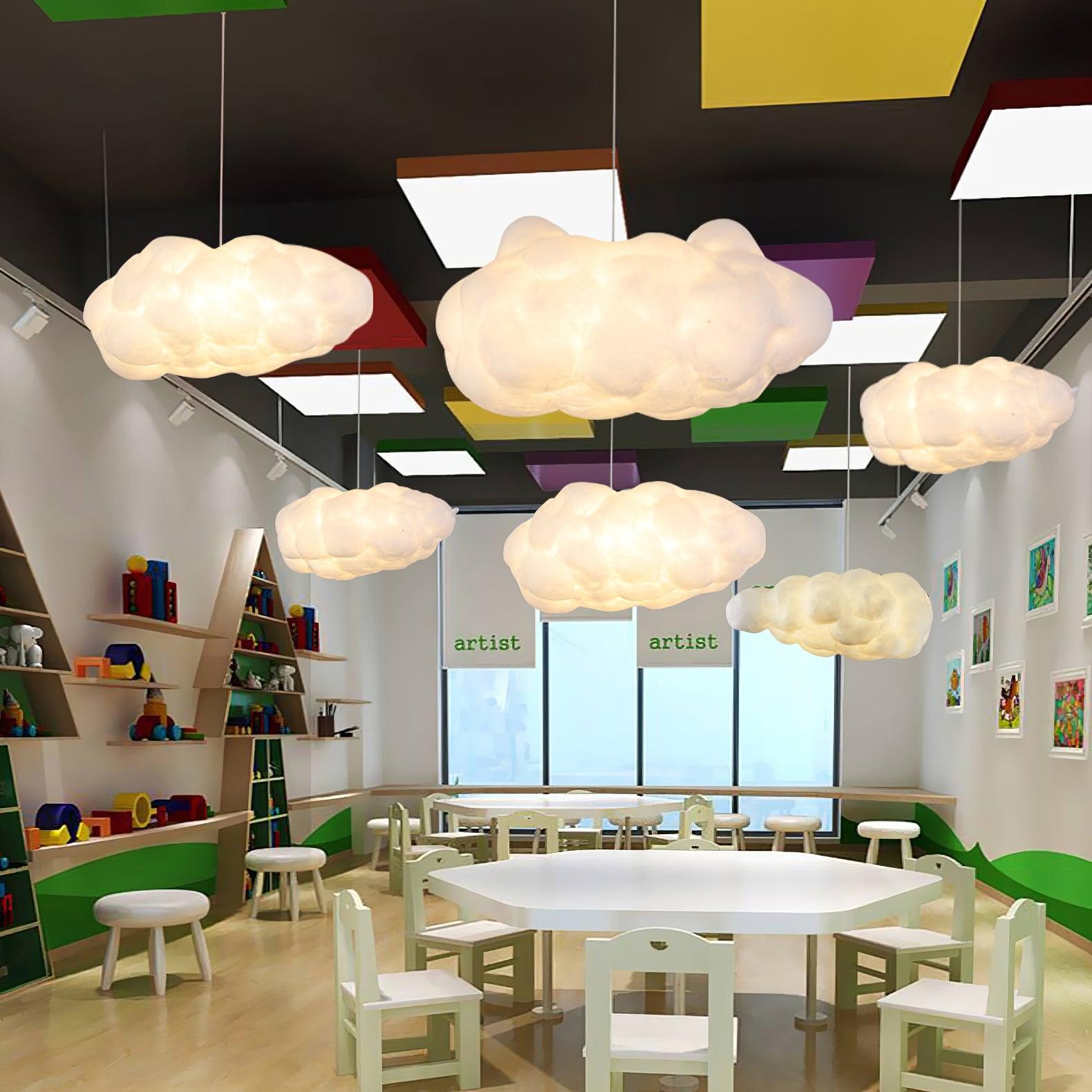 Suspension design nuage lumineux en fibre moderne