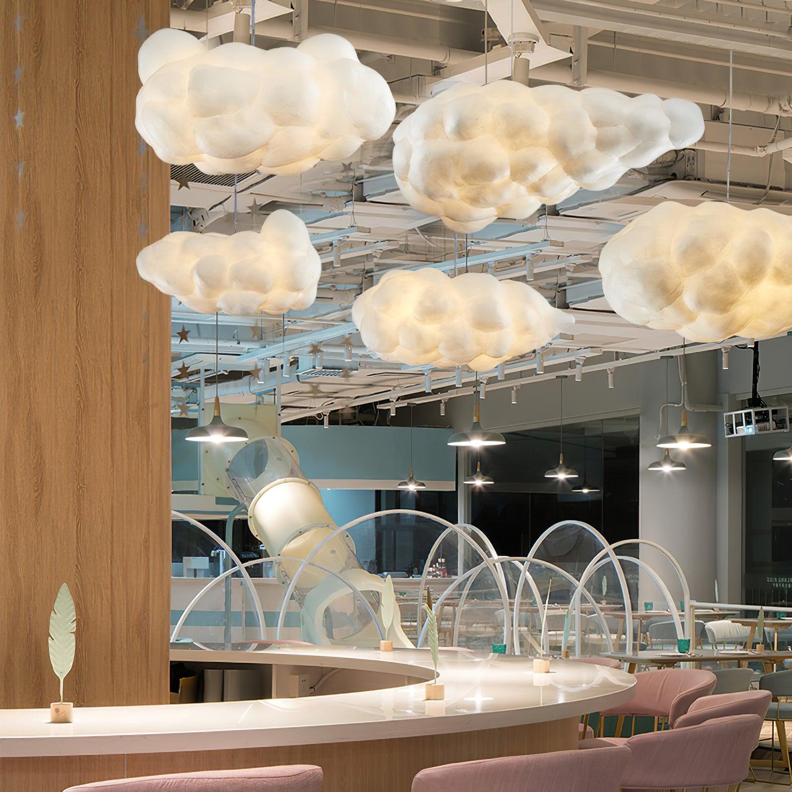 Suspension design nuage lumineux en fibre moderne
