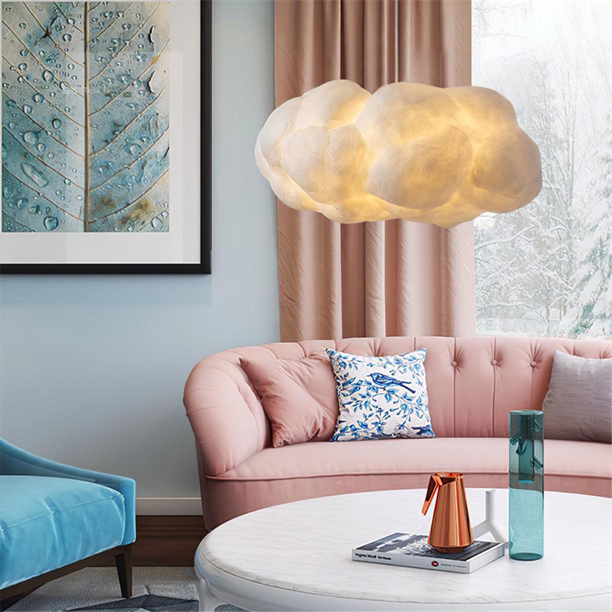 Suspension design nuage lumineux en fibre moderne