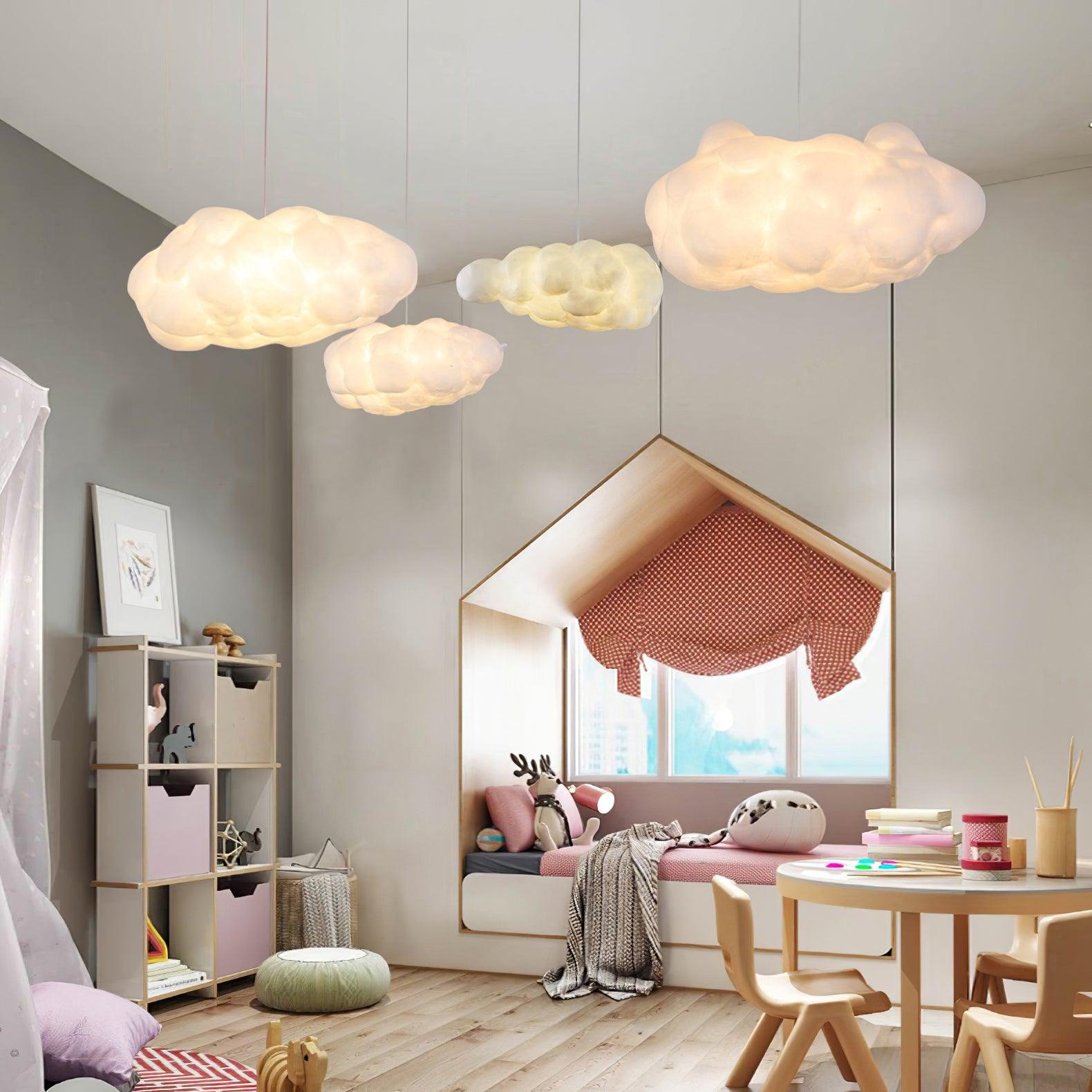 Suspension design nuage lumineux en fibre moderne