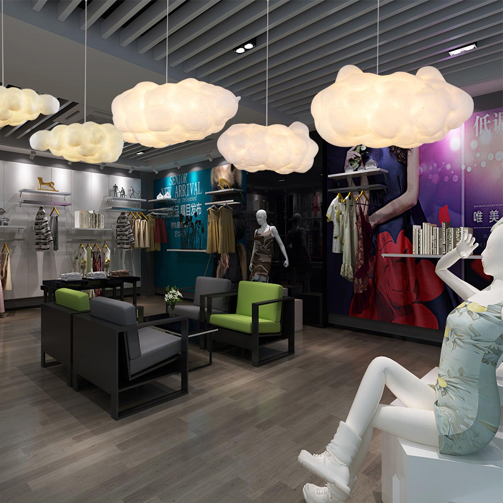 Suspension design nuage lumineux en fibre moderne