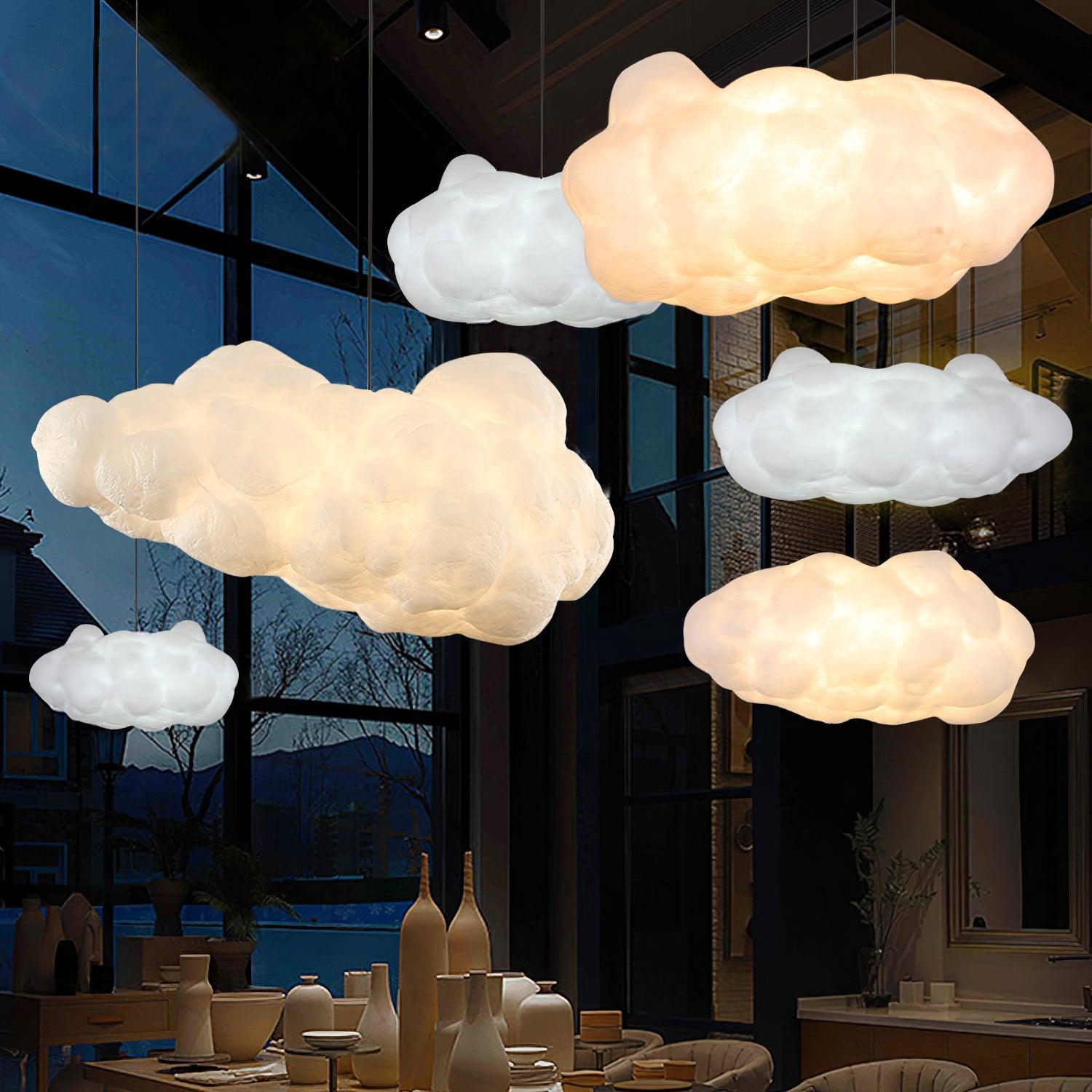 Suspension design nuage lumineux en fibre moderne