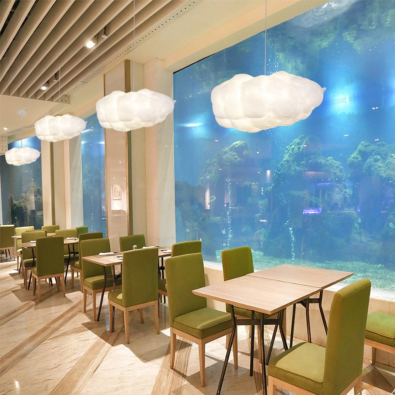 Suspension design nuage lumineux en fibre moderne