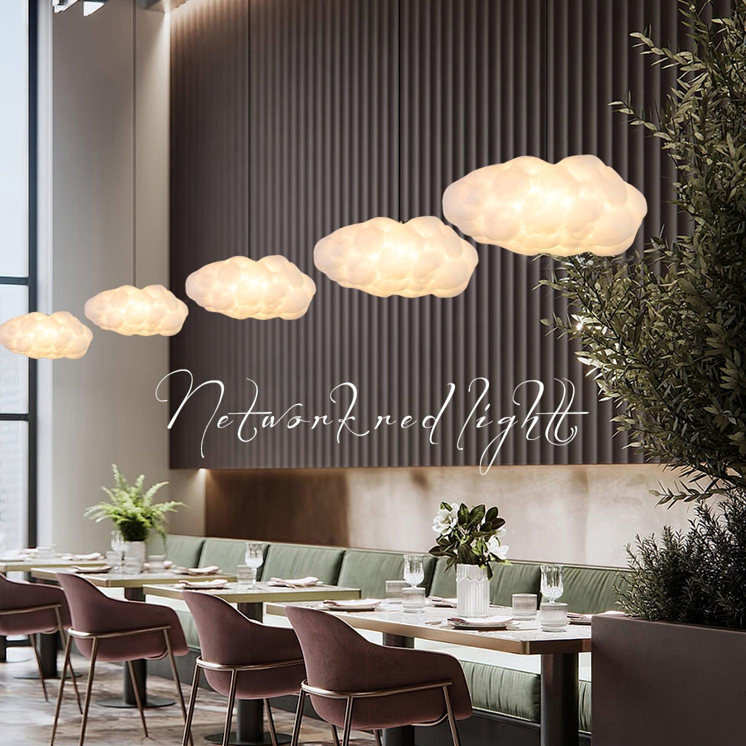 Suspension design nuage lumineux en fibre moderne
