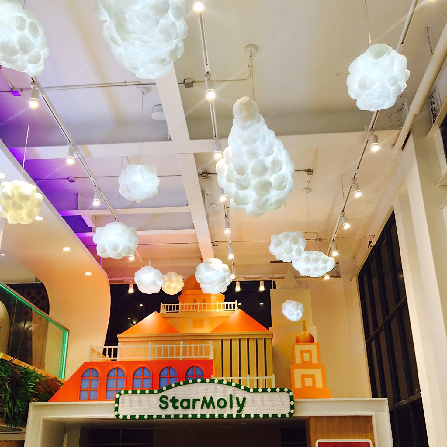 Suspension design nuage lumineux en fibre moderne