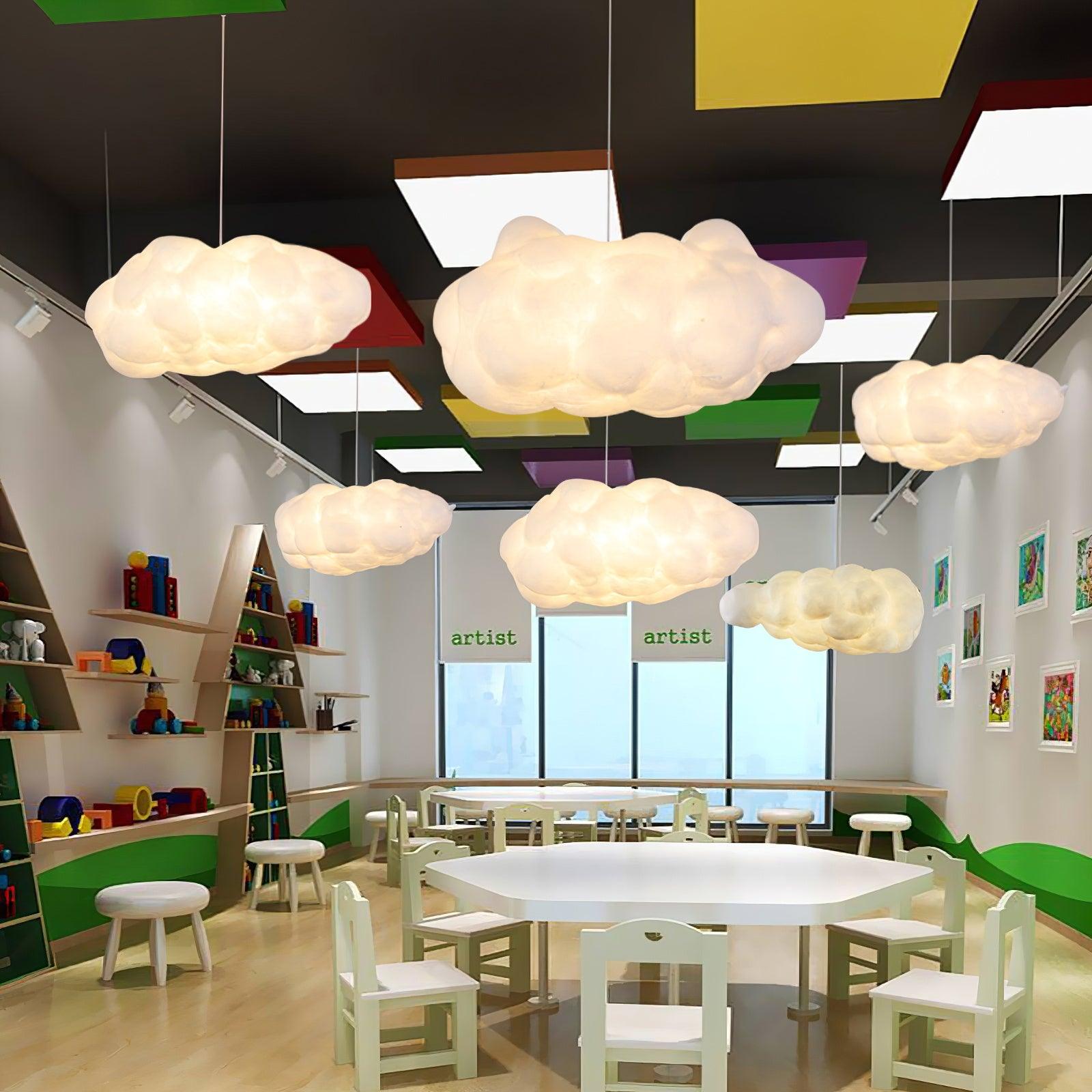Suspension design nuage lumineux en fibre moderne