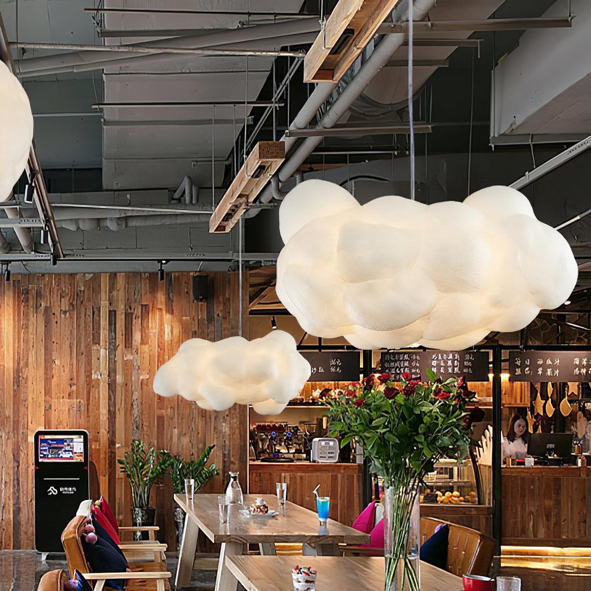 Suspension design nuage lumineux en fibre moderne