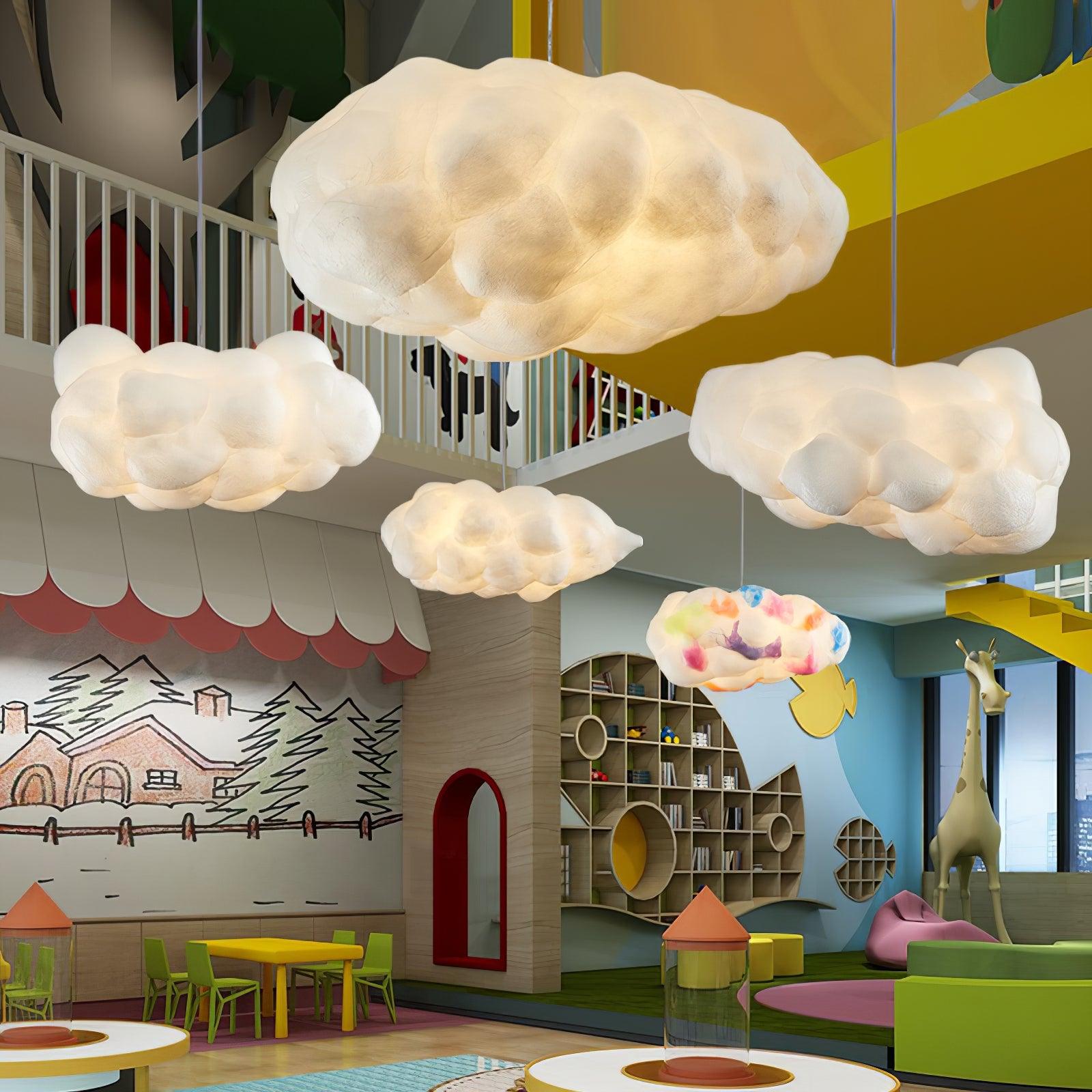 Suspension design nuage lumineux en fibre moderne