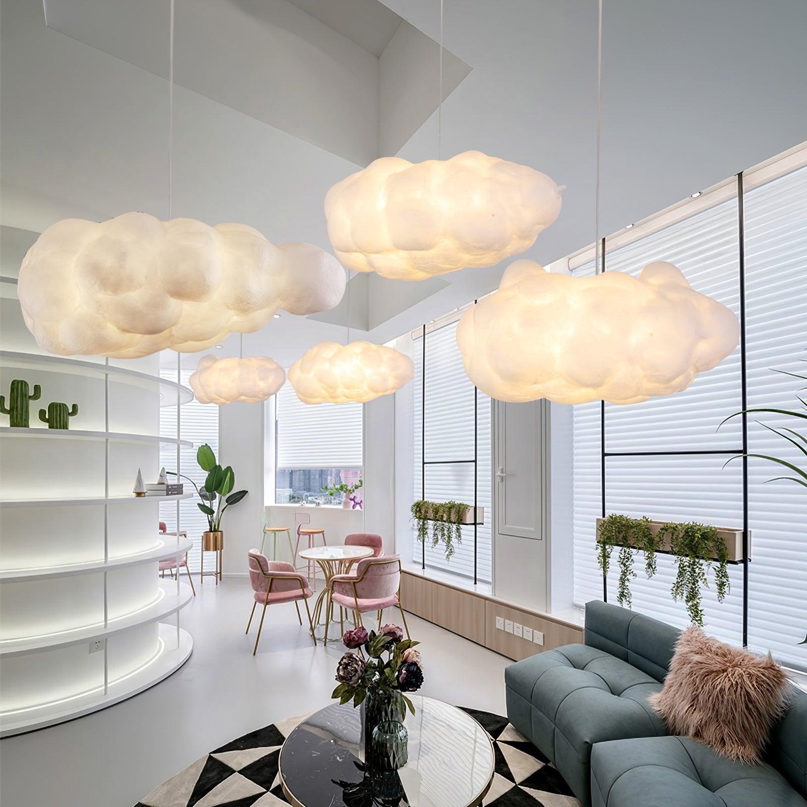 Suspension design nuage lumineux en fibre moderne