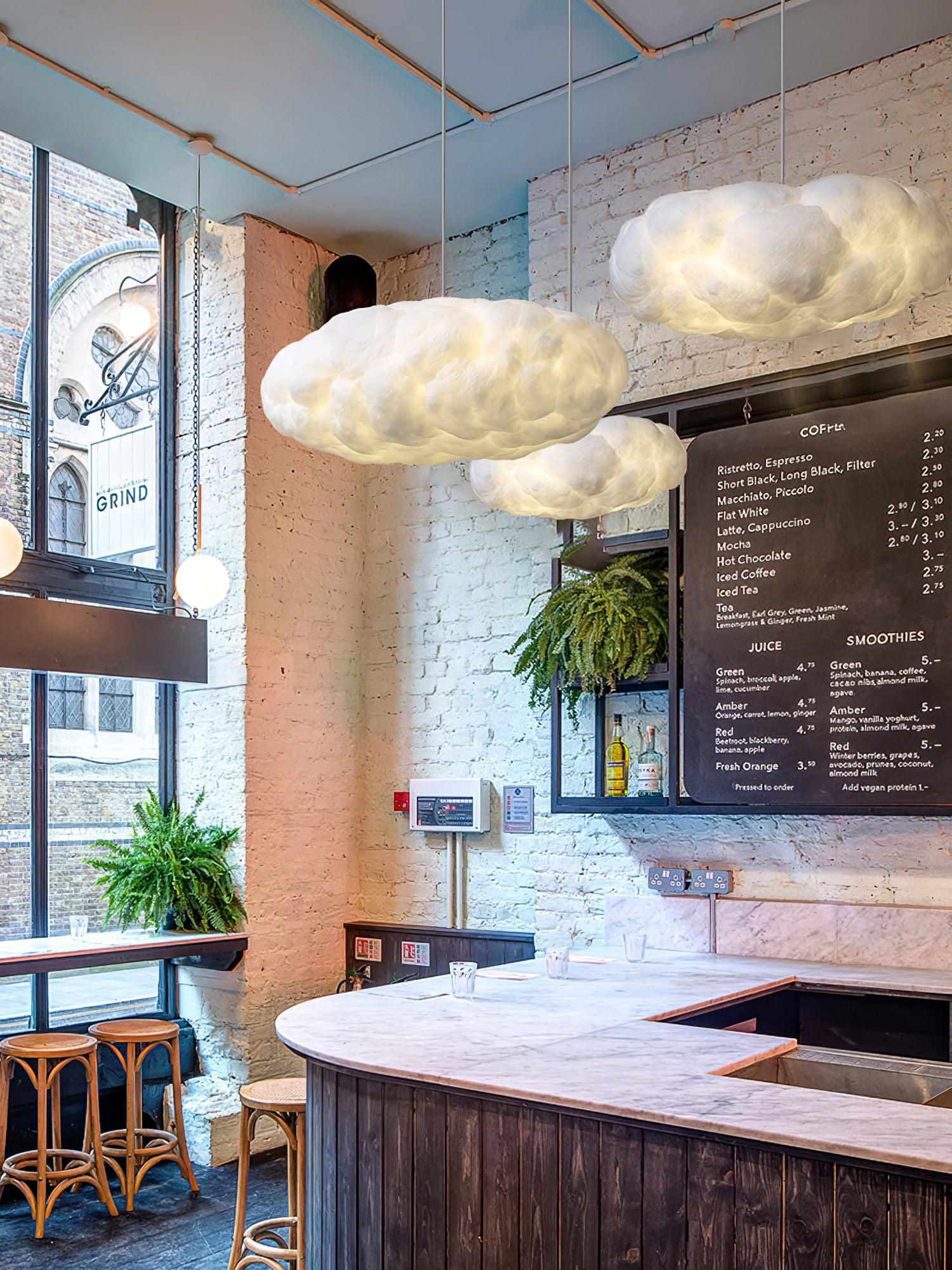 Suspension design nuage lumineux en fibre moderne