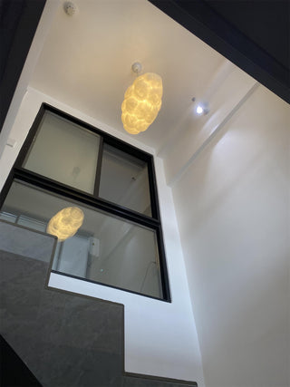 Suspension design nuage lumineux en fibre moderne