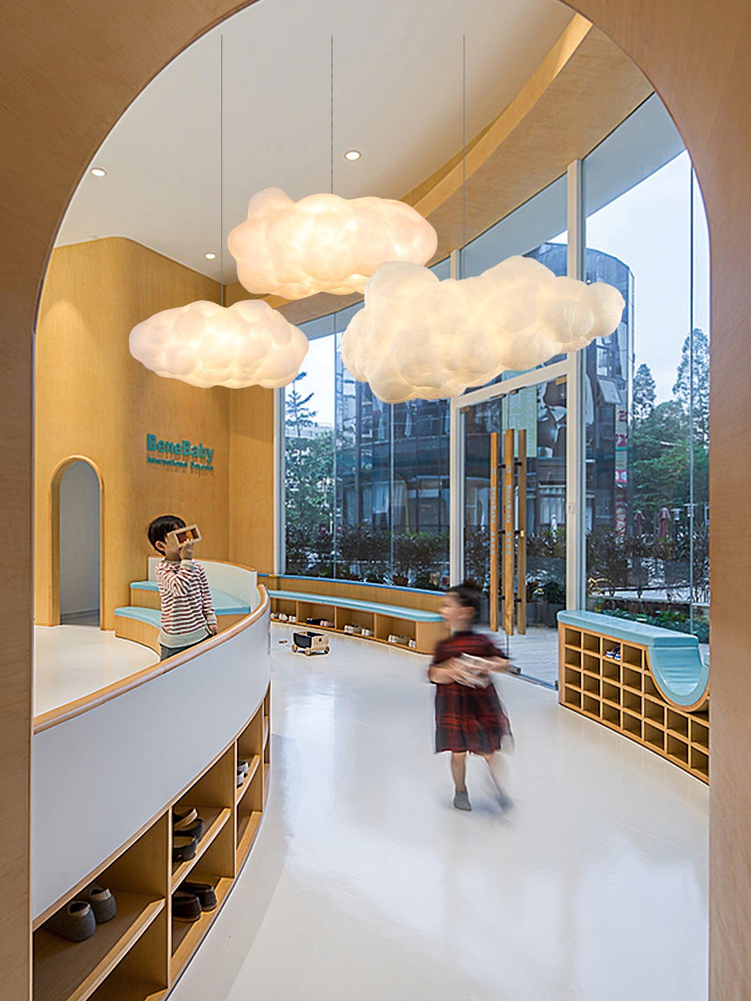 Suspension design nuage lumineux en fibre moderne