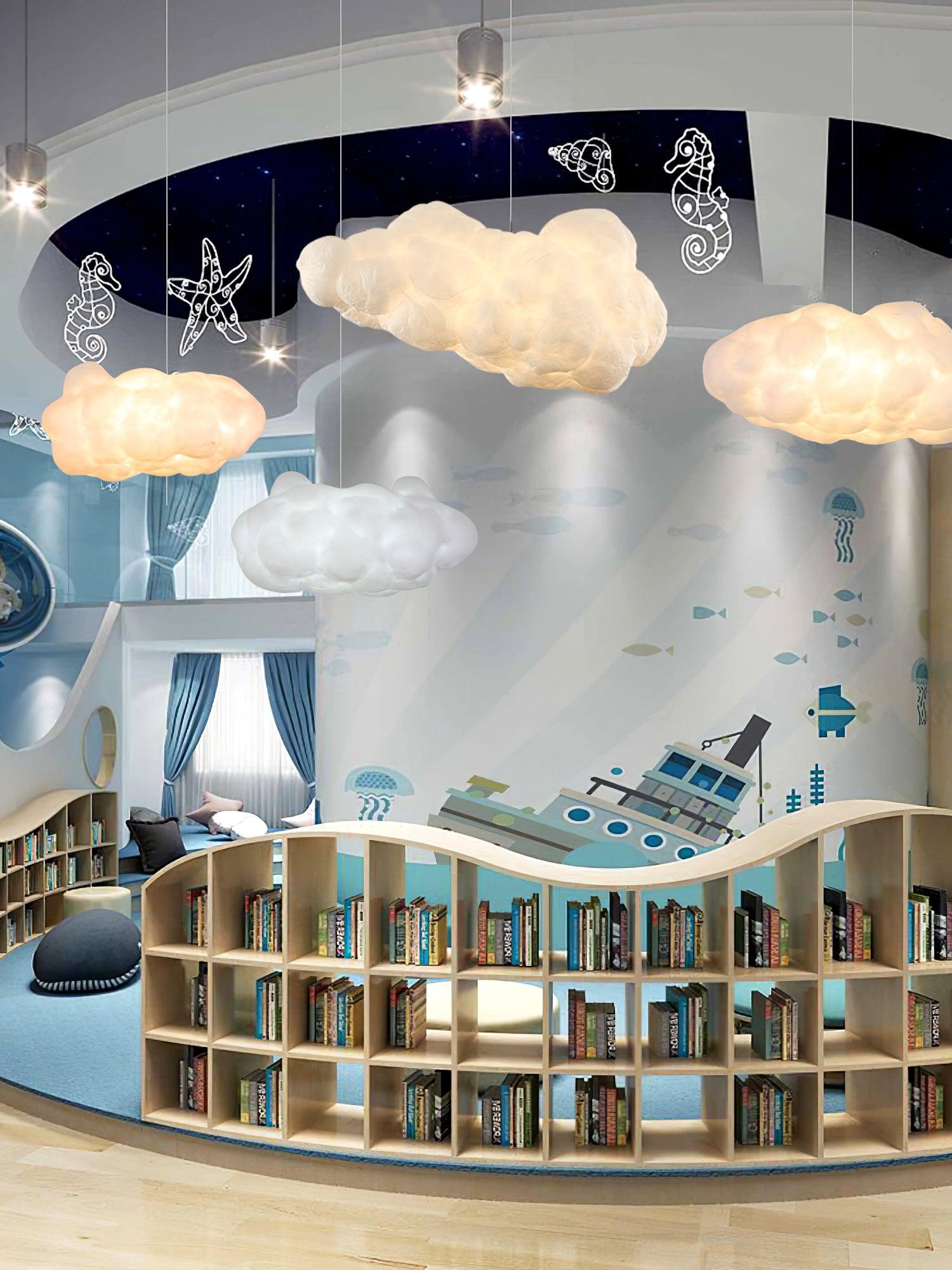 Suspension design nuage lumineux en fibre moderne