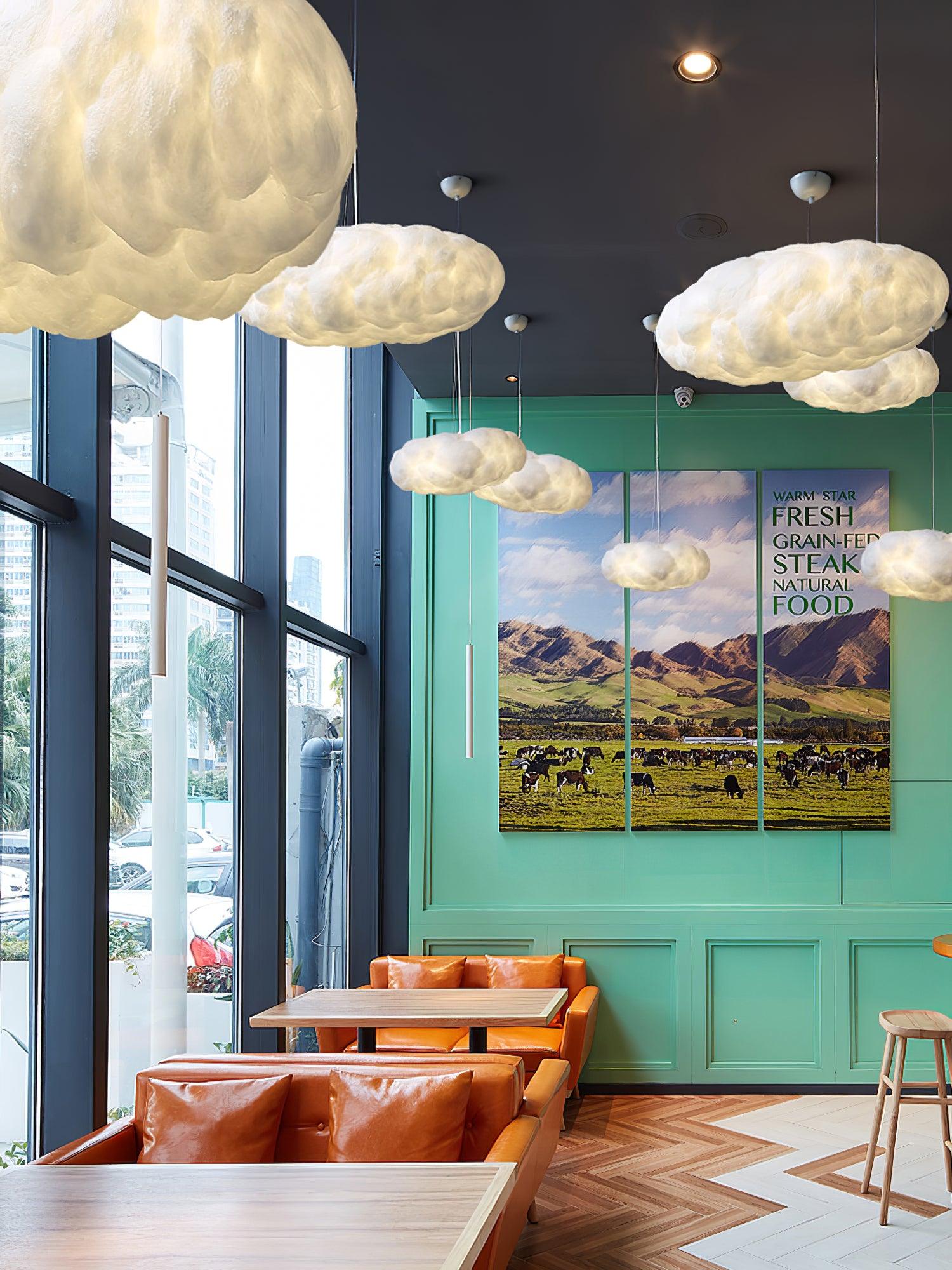 Suspension design nuage lumineux en fibre moderne