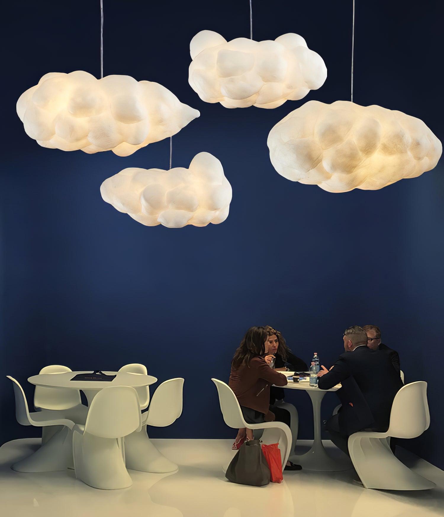 Suspension design nuage lumineux en fibre moderne