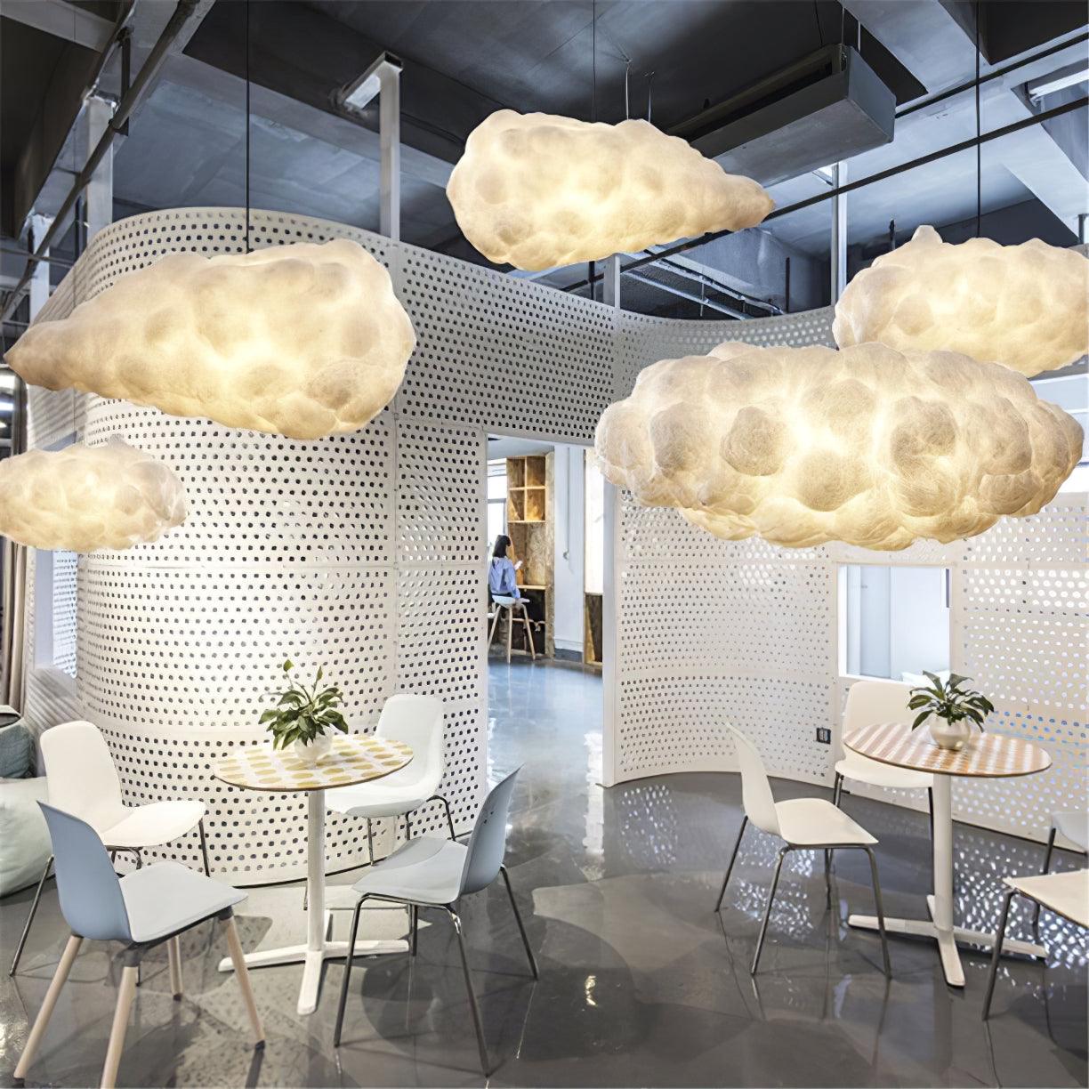 Suspension design nuage lumineux en fibre moderne