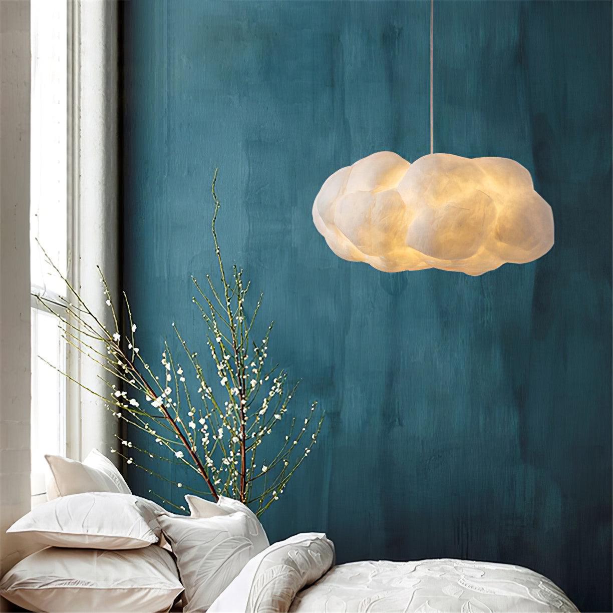 Suspension design nuage lumineux en fibre moderne