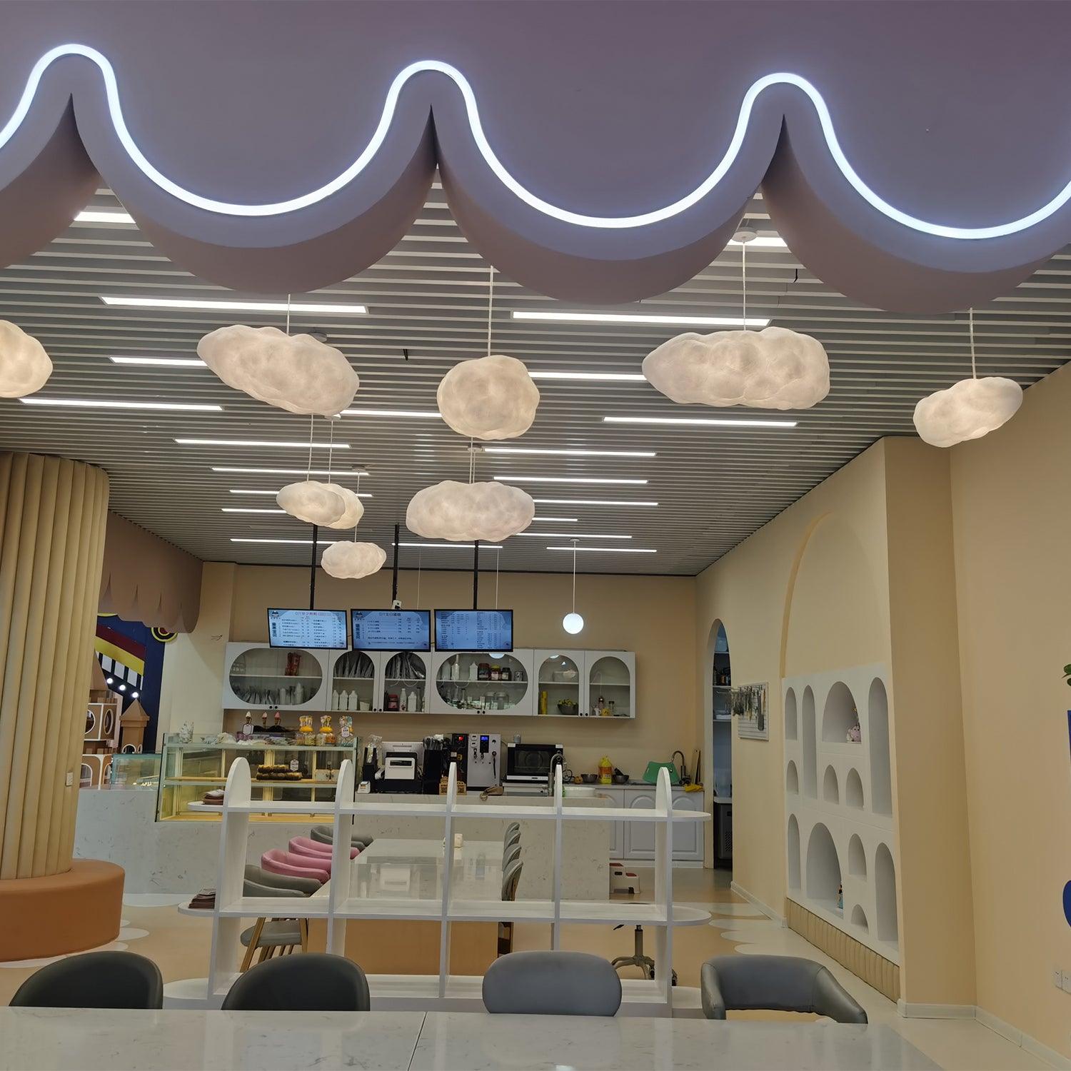 Suspension design nuage lumineux en fibre moderne