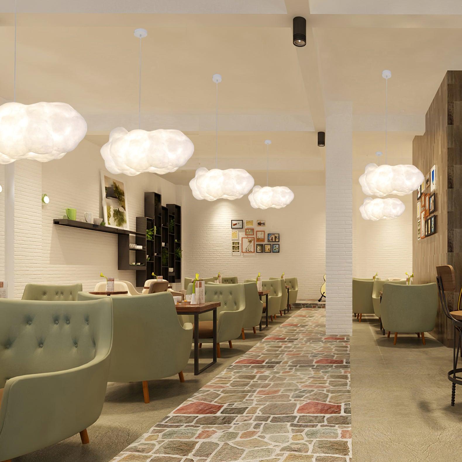 Suspension design nuage lumineux en fibre moderne