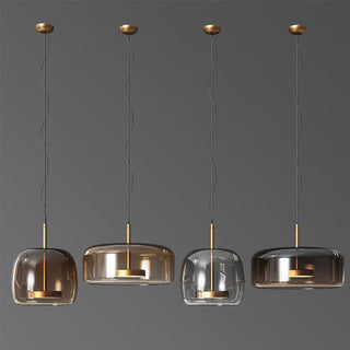 Suspension moderne en verre fumé et métal doré
