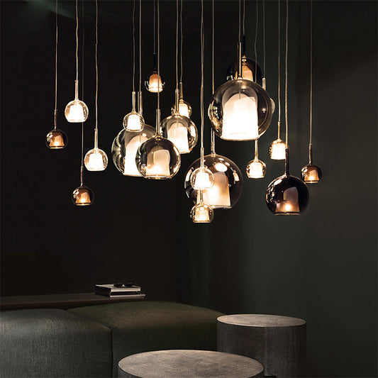 Suspension design verre fumé double paroi nordique