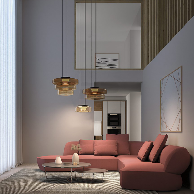 Suspension moderne verre design style Bauhaus