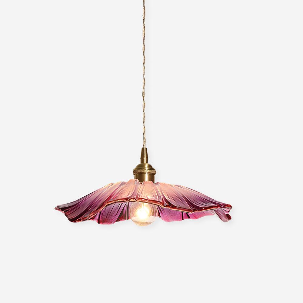Suspension vintage verre motif fleur dorée