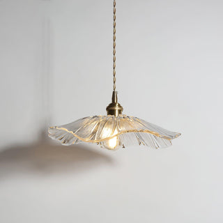 Suspension vintage verre motif fleur dorée