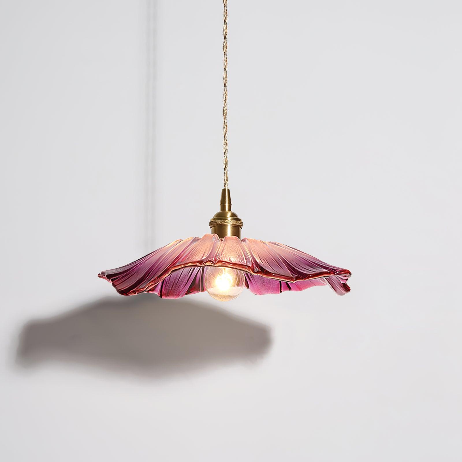 Suspension vintage verre motif fleur dorée