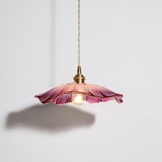 Suspension vintage verre motif fleur dorée