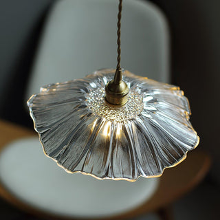 Suspension vintage verre motif fleur dorée