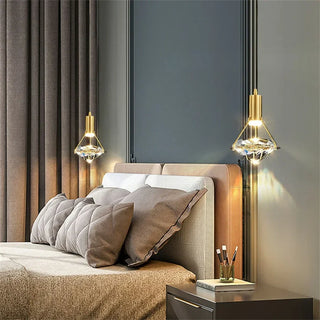 Suspension design cristal LED dorée moderne