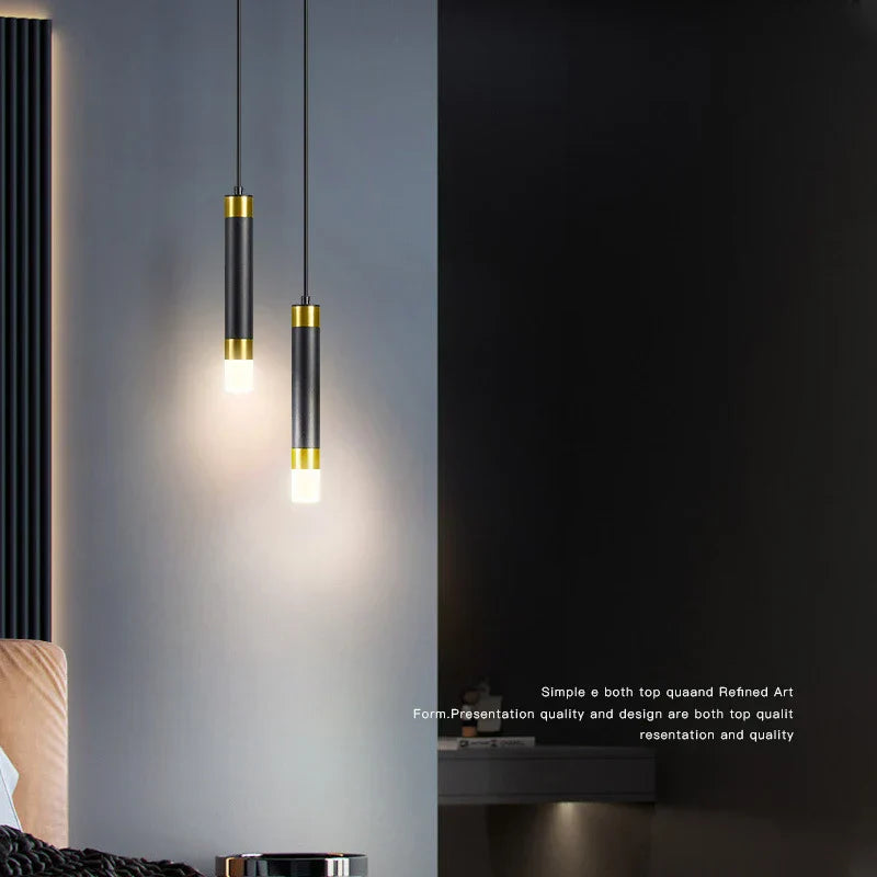 Suspension design moderne LED métal noir et doré