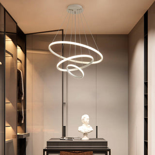 Suspension LED design moderne anneaux en aluminium noir