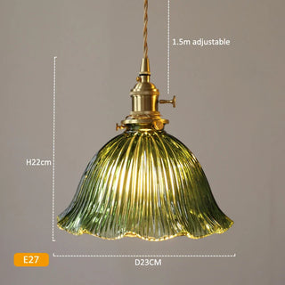 Suspension vintage verre et laiton style japonais